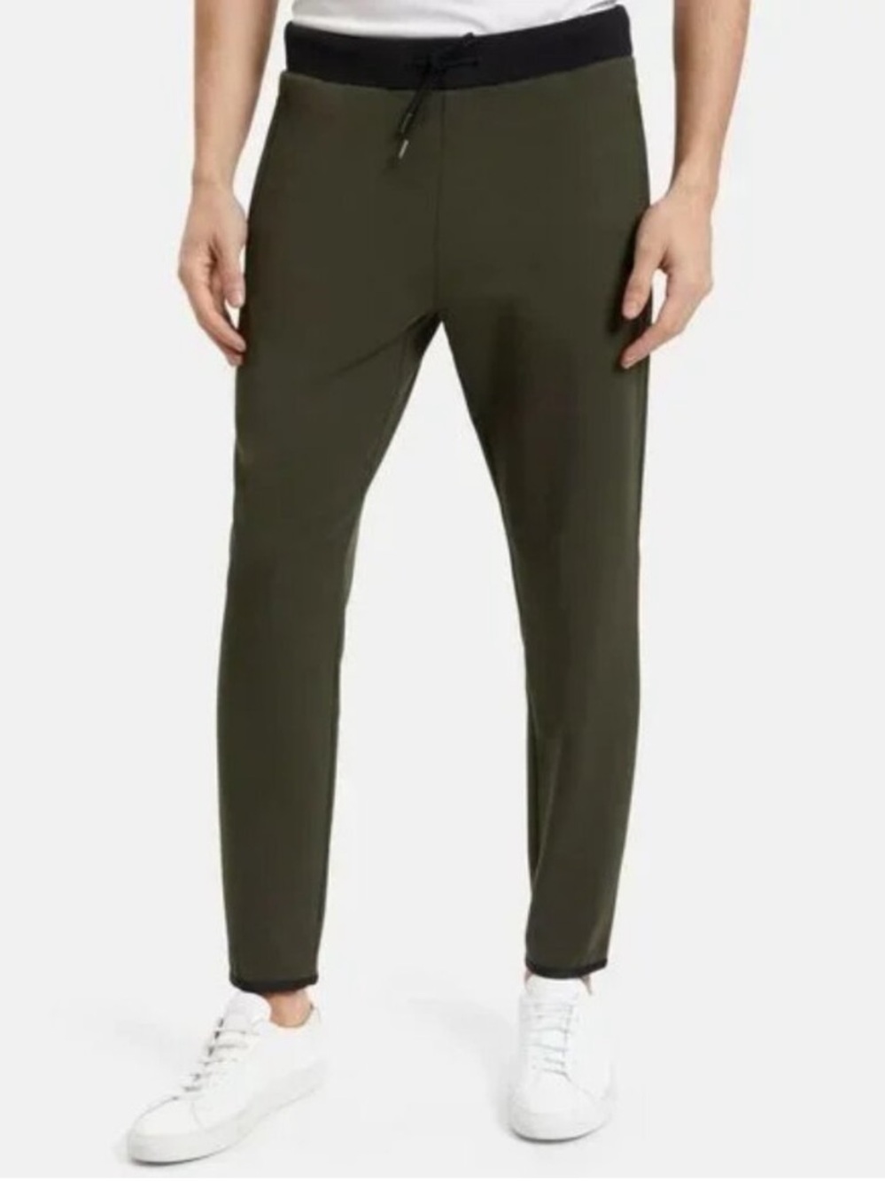 THEORY Men's Demir Plinth Drawstring Jogger Pant in Dark Olive Size Large